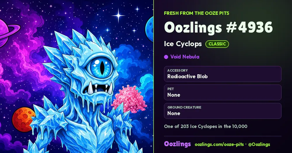 Oozlings #4936, a Classic Ice Cyclops in Void Nebula
