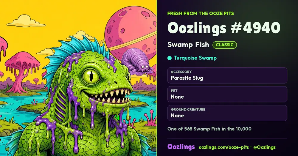 Oozlings #4940, a Classic Swamp Fish in Turquoise Swamp