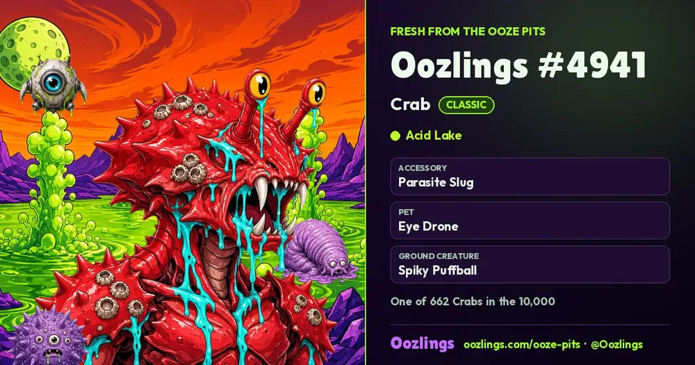 Oozlings #4941, a Classic Crab in Acid Lake