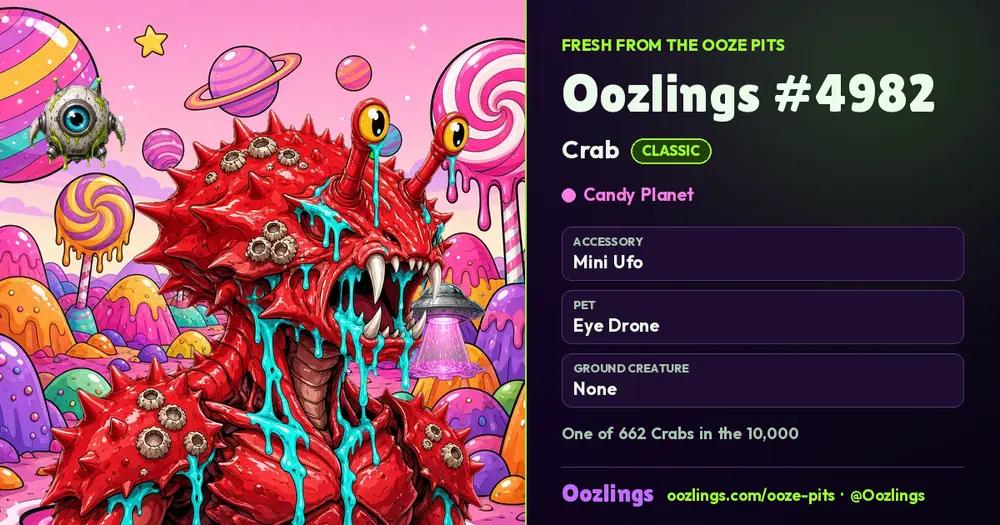 Oozlings #4982, a Classic Crab in Candy Planet