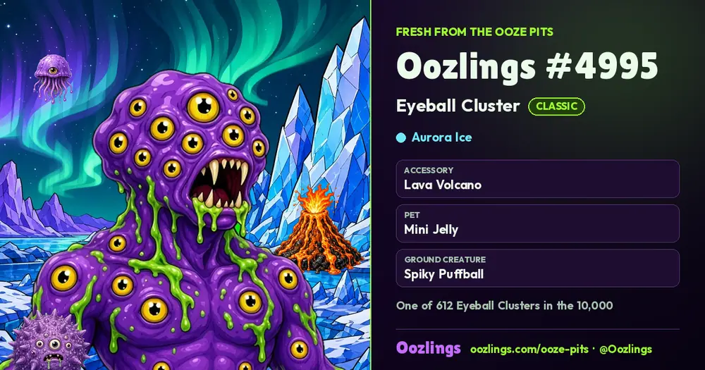 Oozlings #4995, a Classic Eyeball Cluster in Aurora Ice