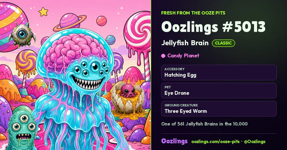 Oozlings #5013, a Classic Jellyfish Brain in Candy Planet