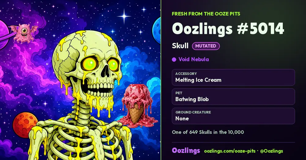 Oozlings #5014, a Mutated Skull in Void Nebula