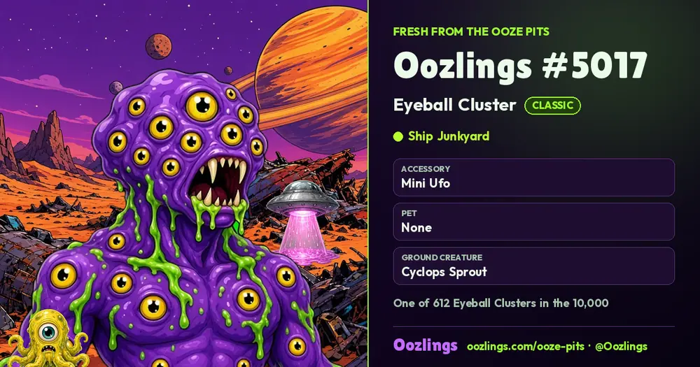 Oozlings #5017, a Classic Eyeball Cluster in Ship Junkyard