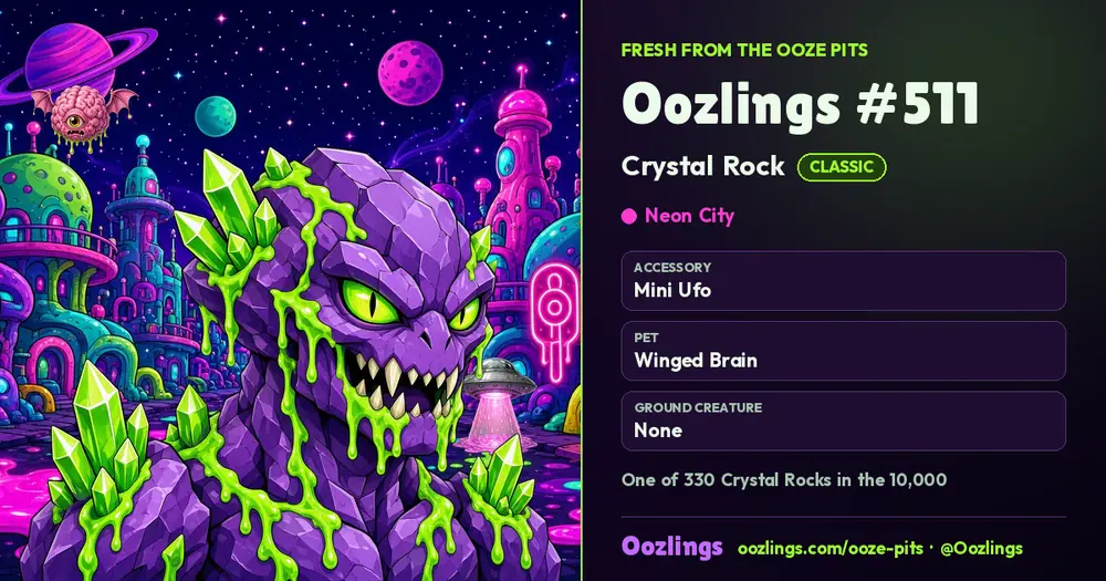 Oozlings #511, a Classic Crystal Rock in Neon City