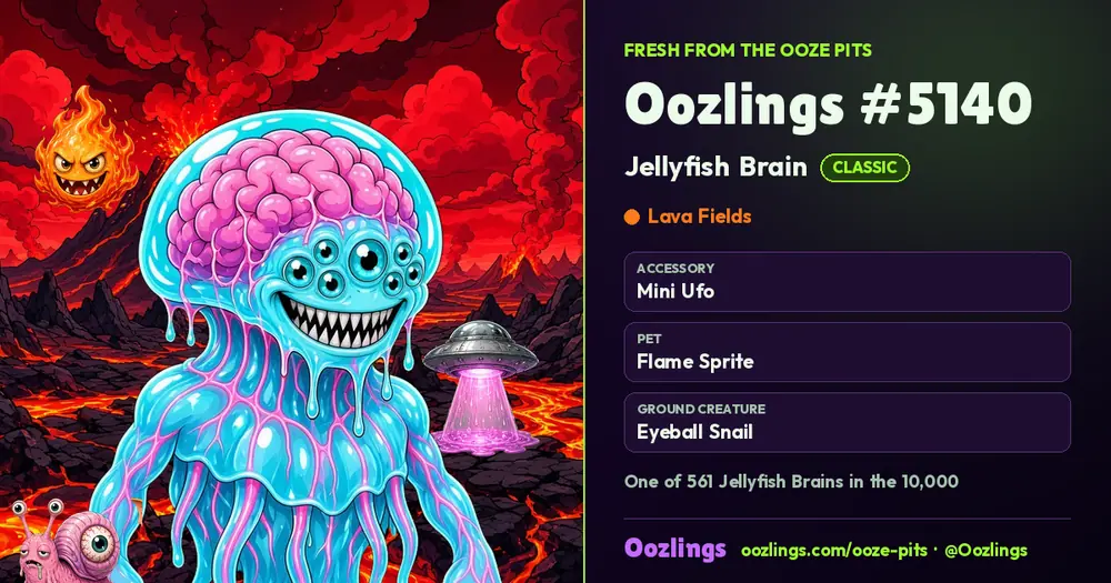Oozlings #5140, a Classic Jellyfish Brain in Lava Fields