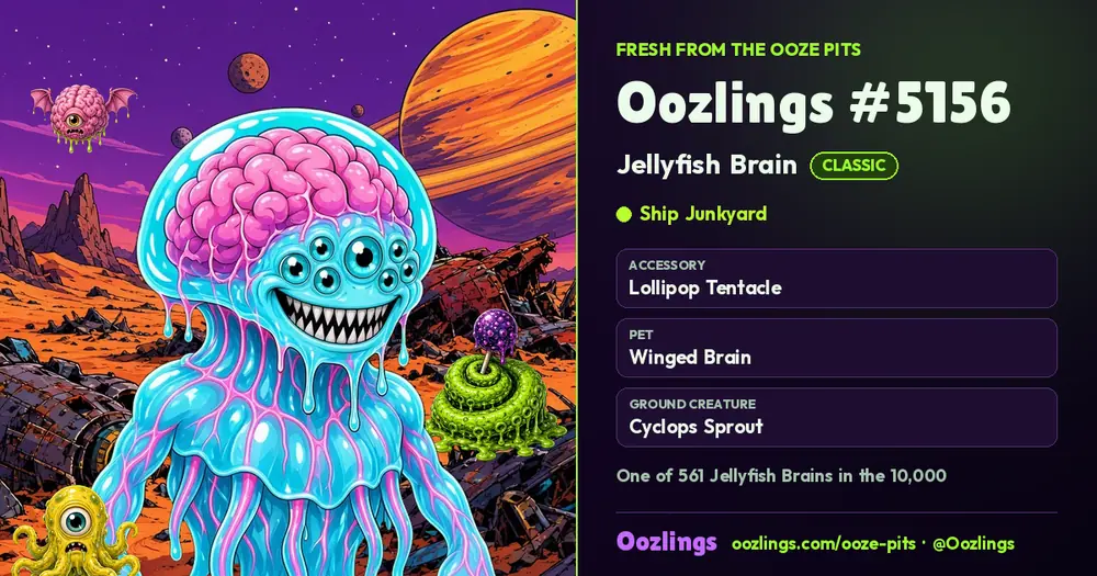 Oozlings #5156, a Classic Jellyfish Brain in Ship Junkyard