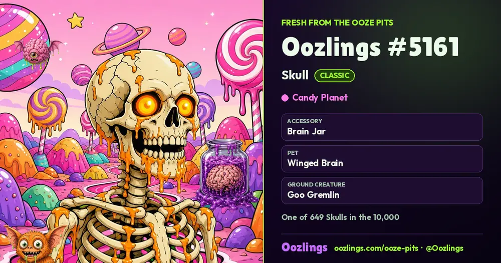 Oozlings #5161, a Classic Skull in Candy Planet