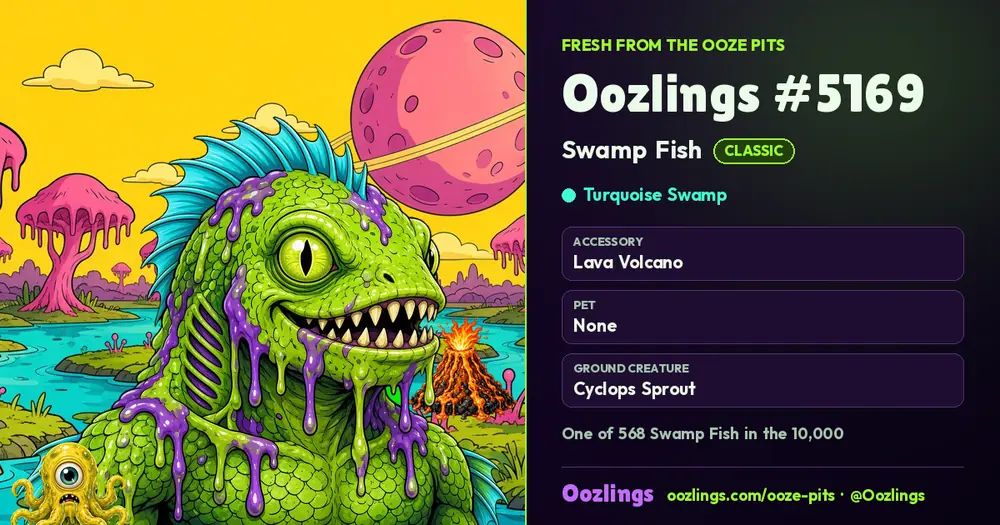 Oozlings #5169, a Classic Swamp Fish in Turquoise Swamp