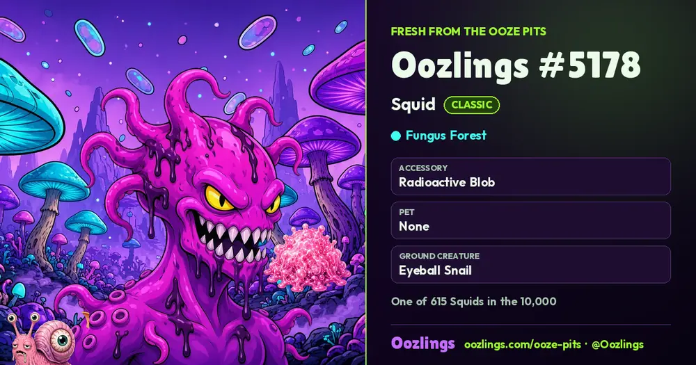 Oozlings #5178, a Classic Squid in Fungus Forest