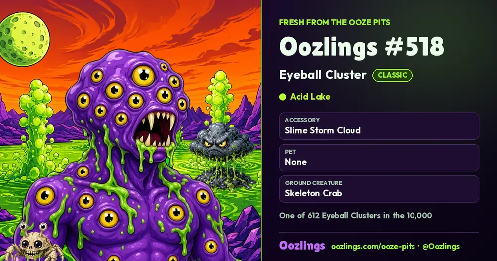 Oozlings #518, a Classic Eyeball Cluster in Acid Lake
