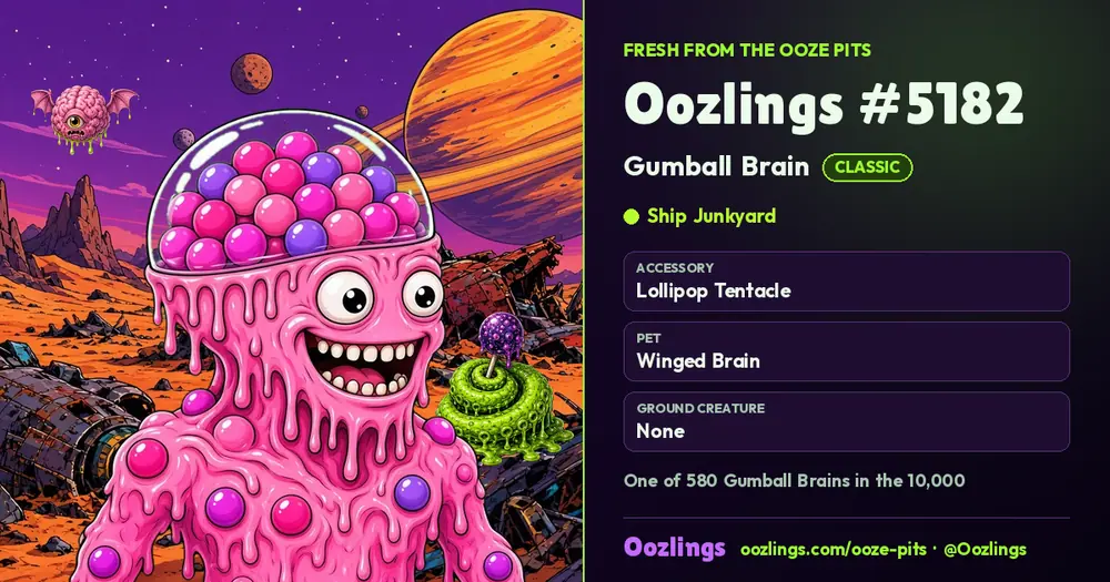 Oozlings #5182, a Classic Gumball Brain in Ship Junkyard