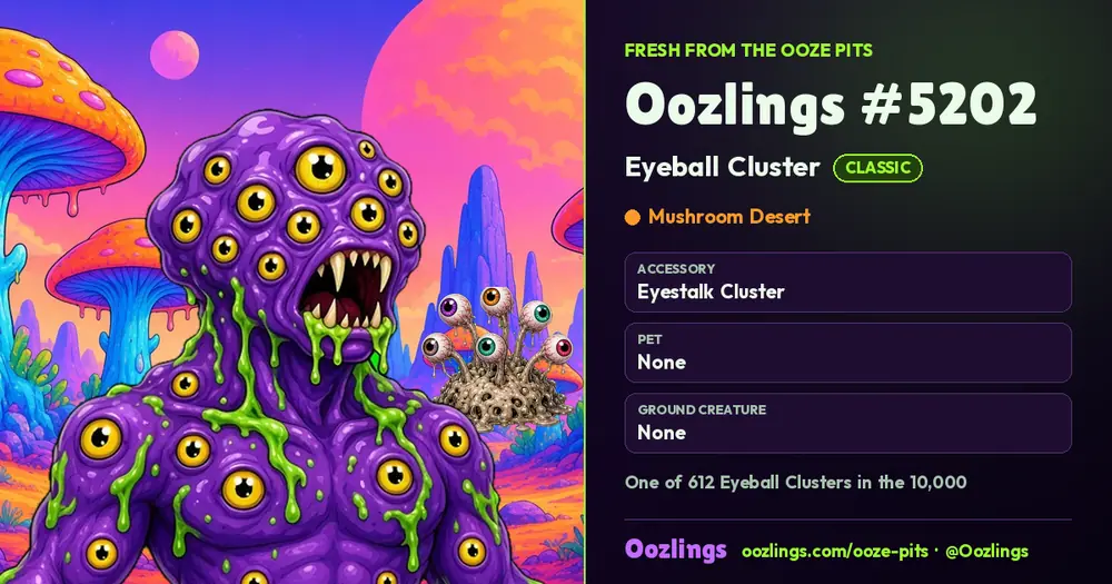 Oozlings #5202, a Classic Eyeball Cluster in Mushroom Desert