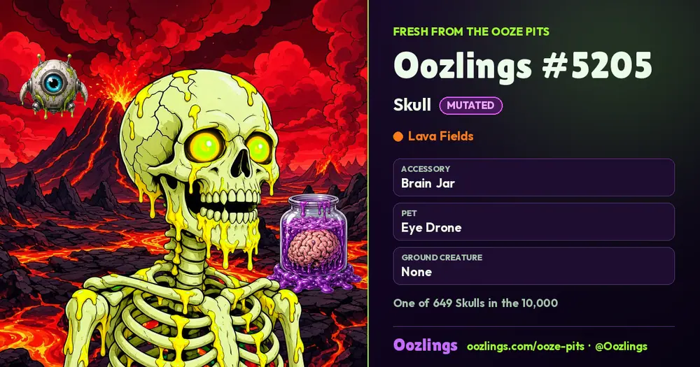 Oozlings #5205, a Mutated Skull in Lava Fields
