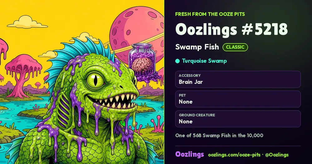 Oozlings #5218, a Classic Swamp Fish in Turquoise Swamp