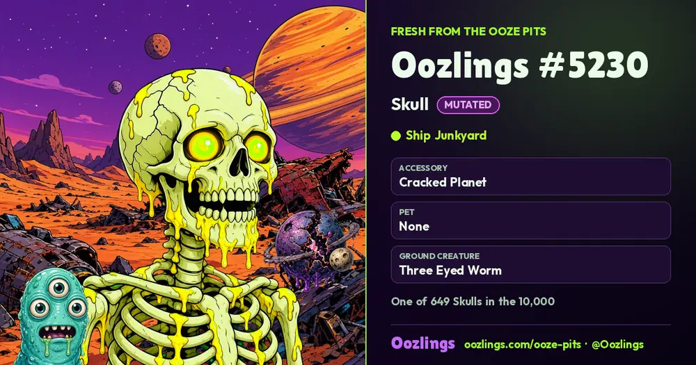 Oozlings #5230, a Mutated Skull in Ship Junkyard