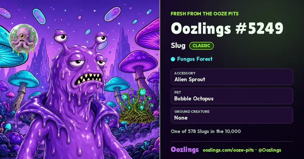 Oozlings #5249, a Classic Slug in Fungus Forest