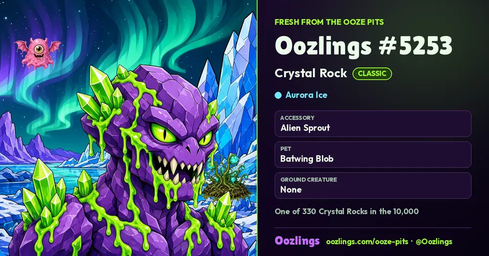 Oozlings #5253, a Classic Crystal Rock in Aurora Ice