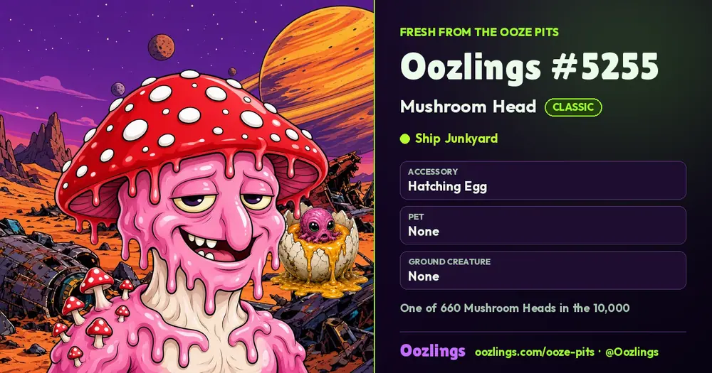 Oozlings #5255, a Classic Mushroom Head in Ship Junkyard