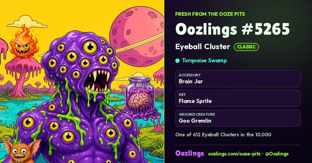 Oozlings #5265, a Classic Eyeball Cluster in Turquoise Swamp