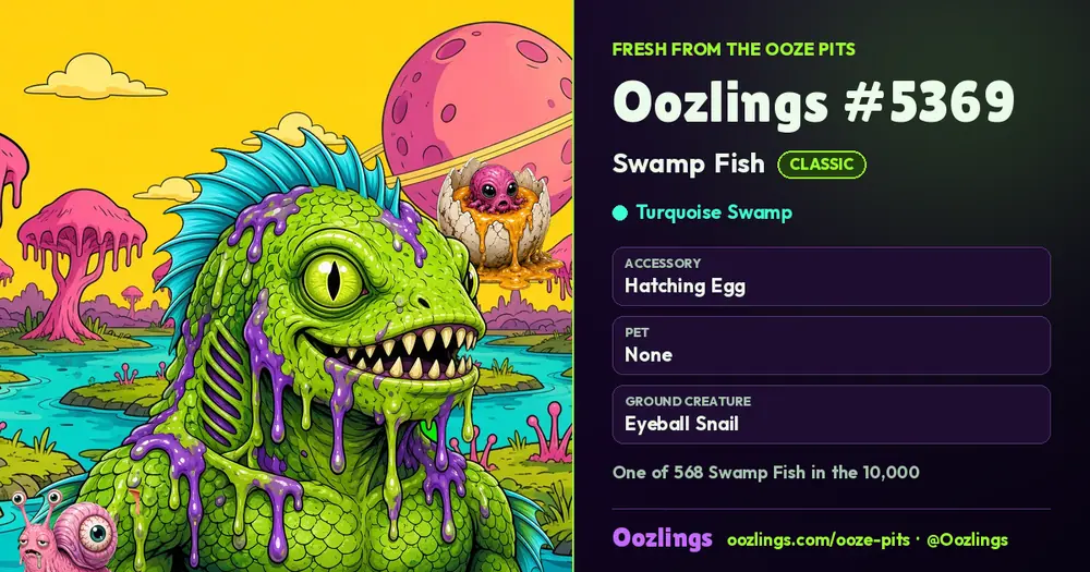 Oozlings #5369, a Classic Swamp Fish in Turquoise Swamp