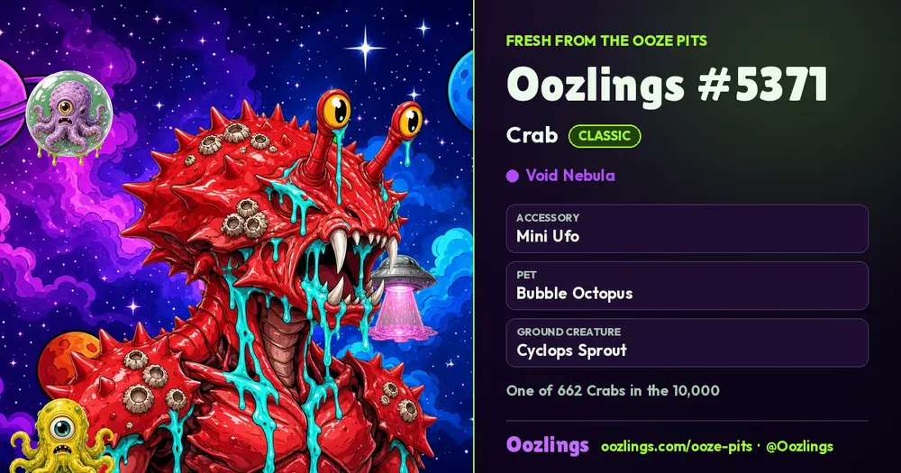 Oozlings #5371, a Classic Crab in Void Nebula