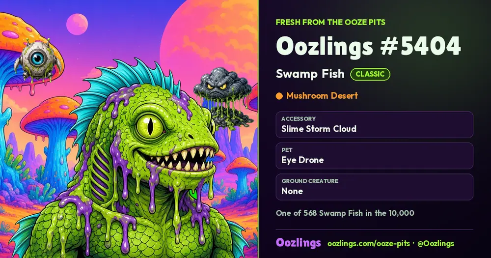 Oozlings #5404, a Classic Swamp Fish in Mushroom Desert
