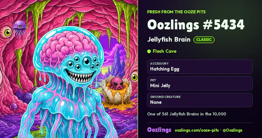 Oozlings #5434, a Classic Jellyfish Brain in Flesh Cave