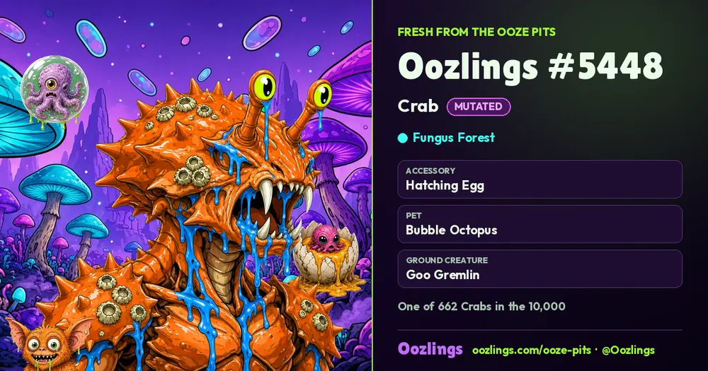 Oozlings #5448, a Mutated Crab in Fungus Forest