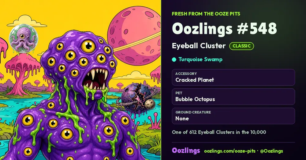 Oozlings #548, a Classic Eyeball Cluster in Turquoise Swamp