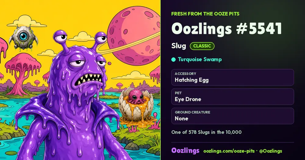 Oozlings #5541, a Classic Slug in Turquoise Swamp