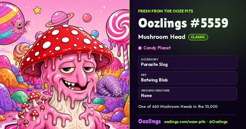 Oozlings #5559, a Classic Mushroom Head in Candy Planet