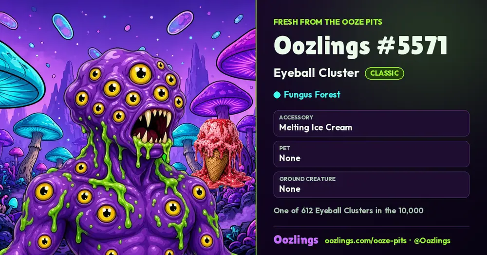 Oozlings #5571, a Classic Eyeball Cluster in Fungus Forest