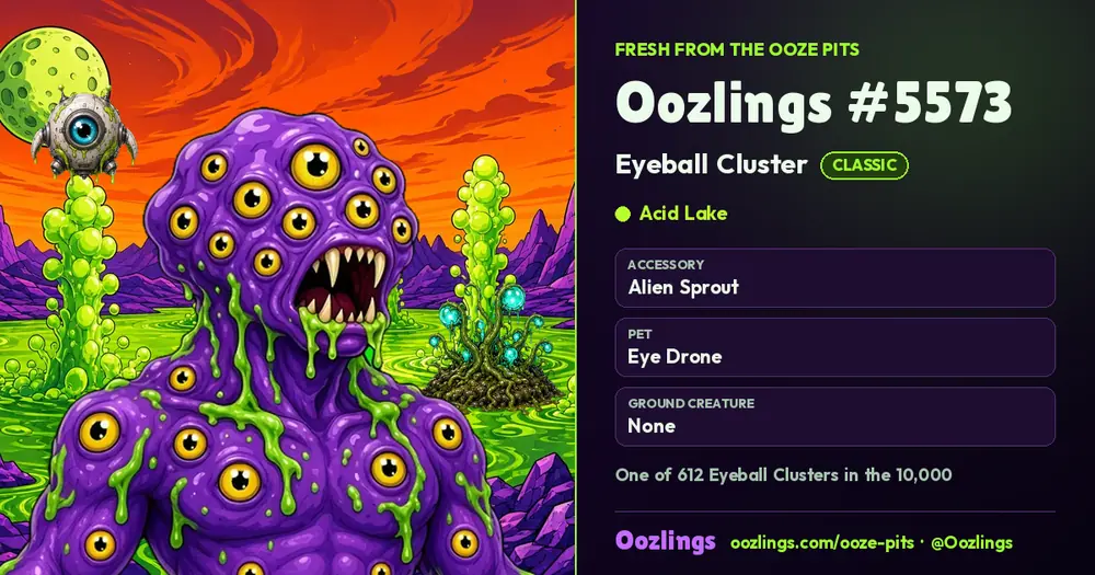 Oozlings #5573, a Classic Eyeball Cluster in Acid Lake