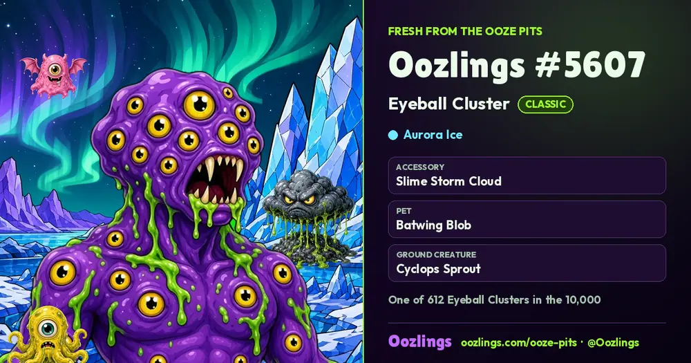Oozlings #5607, a Classic Eyeball Cluster in Aurora Ice