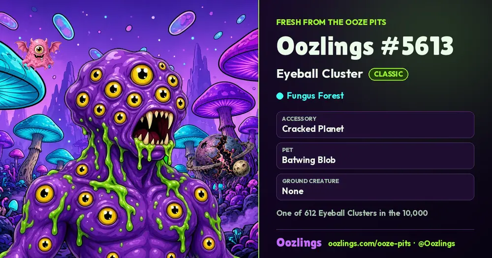Oozlings #5613, a Classic Eyeball Cluster in Fungus Forest