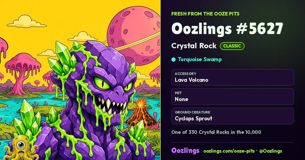 Oozlings #5627, a Classic Crystal Rock in Turquoise Swamp