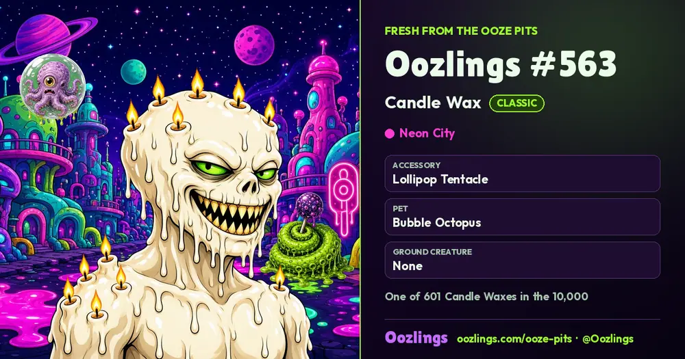 Oozlings #563, a Classic Candle Wax in Neon City