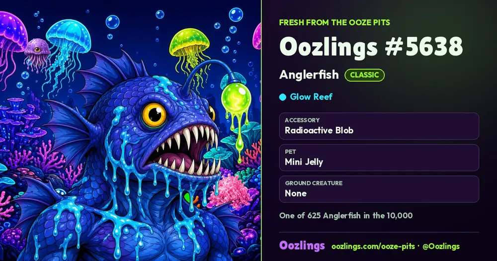Oozlings #5638, a Classic Anglerfish in Glow Reef