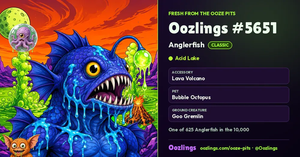 Oozlings #5651, a Classic Anglerfish in Acid Lake