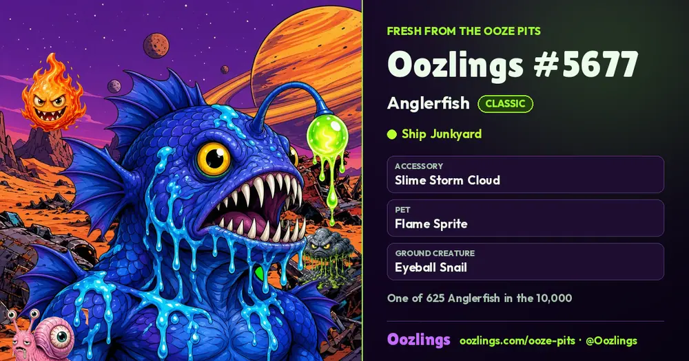 Oozlings #5677, a Classic Anglerfish in Ship Junkyard