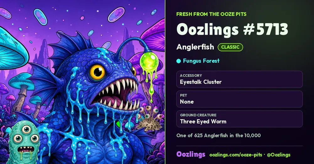 Oozlings #5713, a Classic Anglerfish in Fungus Forest