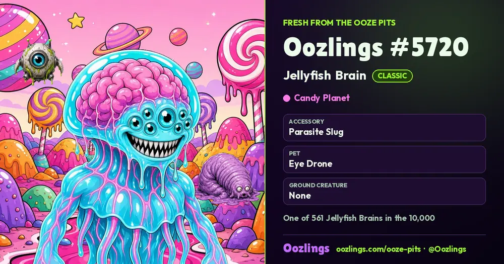 Oozlings #5720, a Classic Jellyfish Brain in Candy Planet