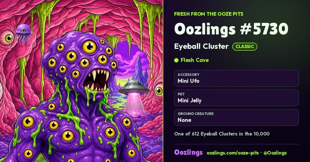 Oozlings #5730, a Classic Eyeball Cluster in Flesh Cave