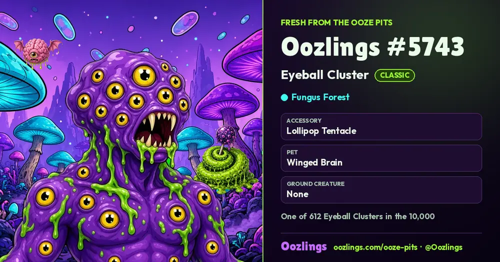 Oozlings #5743, a Classic Eyeball Cluster in Fungus Forest