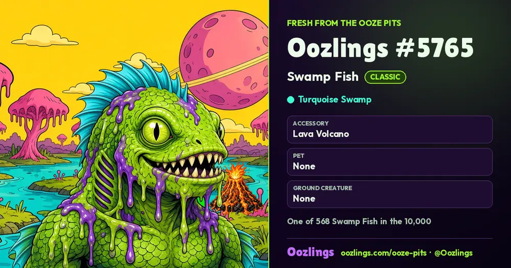 Oozlings #5765, a Classic Swamp Fish in Turquoise Swamp