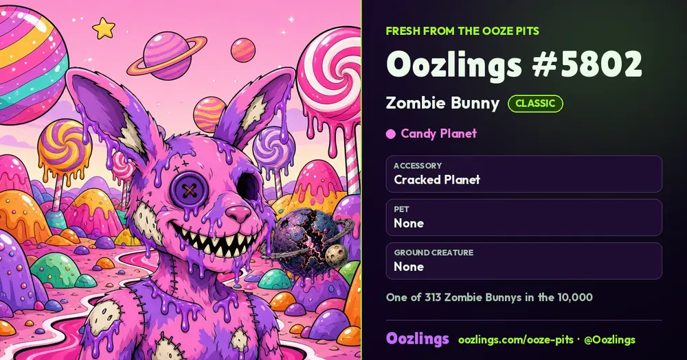 Oozlings #5802, a Classic Zombie Bunny in Candy Planet