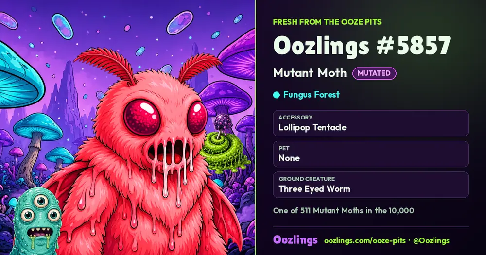Oozlings #5857, a Mutated Mutant Moth in Fungus Forest