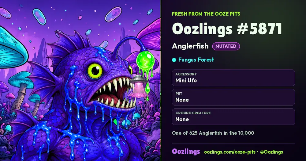 Oozlings #5871, a Mutated Anglerfish in Fungus Forest