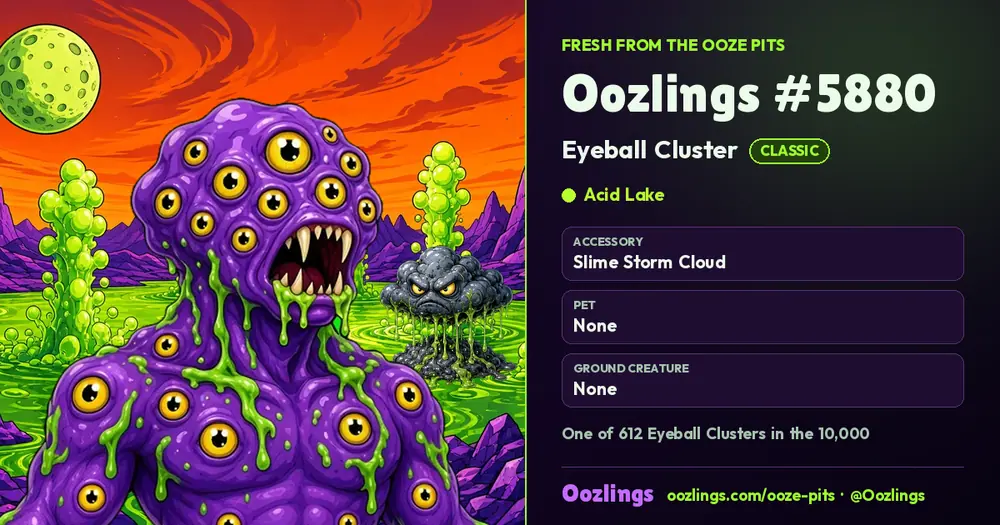 Oozlings #5880, a Classic Eyeball Cluster in Acid Lake